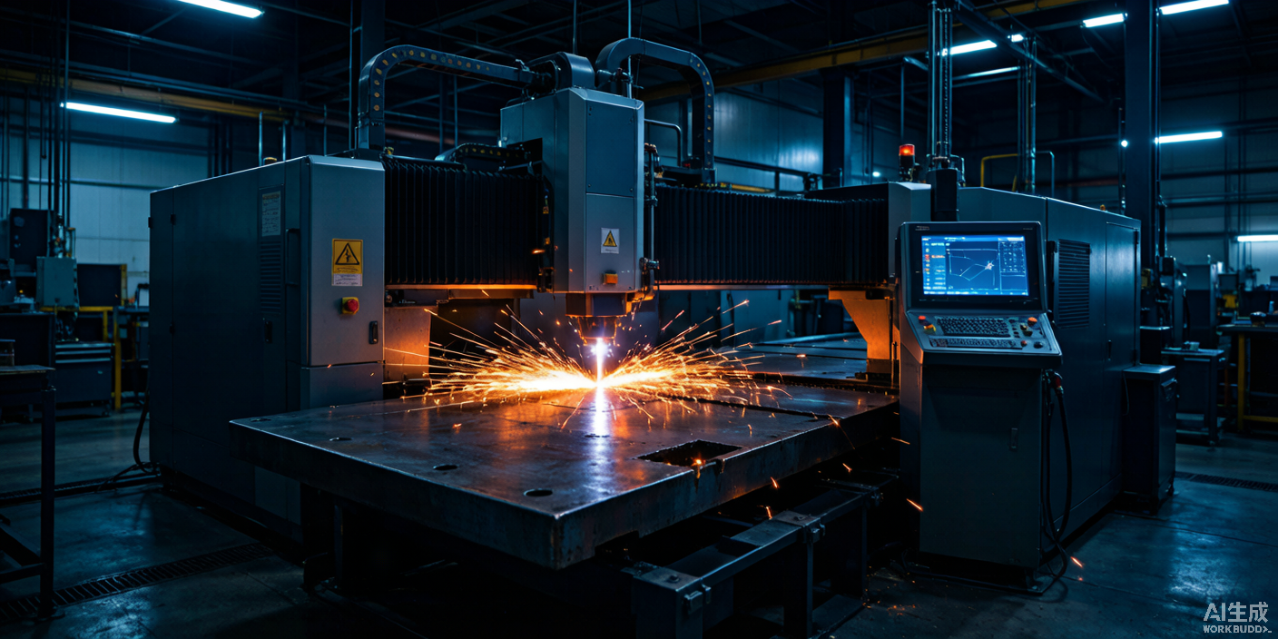 Fiber laser cutting machine in modern factory
